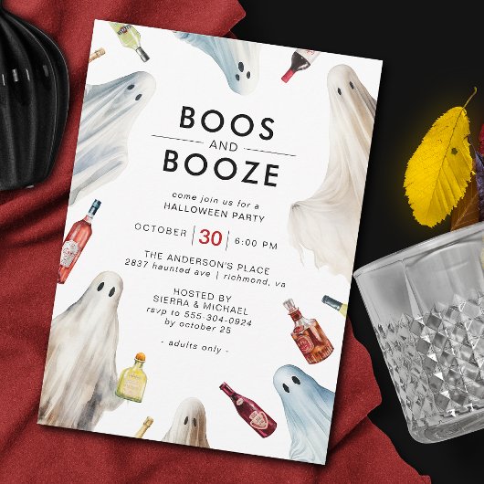 Invitation Boos fantômes et boze | Fun Adult Halloween Party