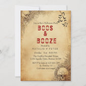 Invitation Boose And Booze I Skull Halloween Party (Devant)
