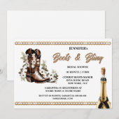 Invitation Boot bling | Botte de fille bottes de fleurs blanc (Devant / Derrière)