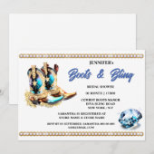 Invitation Boot bling | Bottes de cowgirl Diamond nuptiale oc (Devant / Derrière)