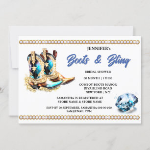 Invitation Boot bling Bottes de cowgirl Diamond nuptiale oc