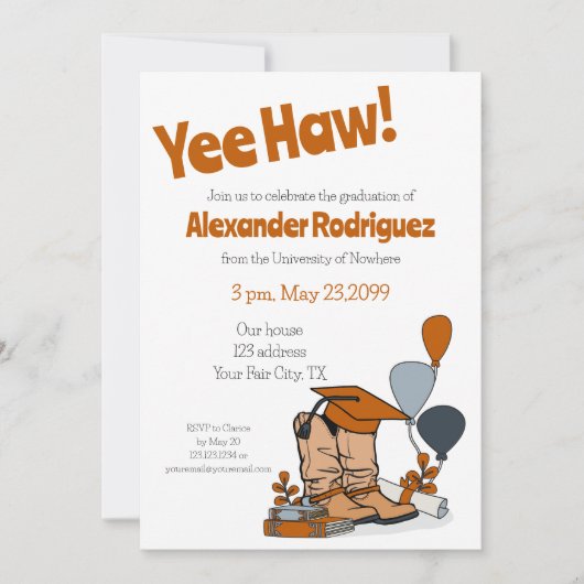 Invitation Boot de Casquette noir orange brûlé (Devant)