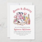 Invitation Boot et bulle Fête des mariées rose cowgirl côtièr (Devant)