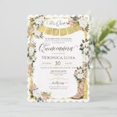 Invitation Boot Floral Charro Blush White Gold Quinceanera (Debout devant)