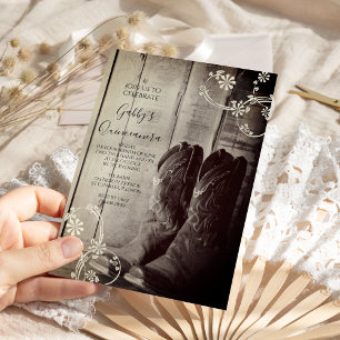 Invitation Boot rustique Cowboy Parti Quinceanera occidental