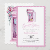 Invitation Booth de téléphone rose floral | Sweet 16 Invitati (Devant / Derrière)