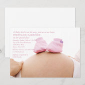 Invitation Booties roses sur le Baby shower du ventre Invitat (Devant / Derrière)