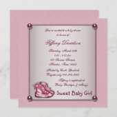 Invitation Booties roses Vintage rose bébé fille Douche (Devant / Derrière)