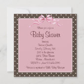 Invitation Booties satinées rose et Brown bébé fille douche (Dos)