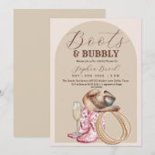 Invitation  Boots and Bubbly Brown Western Bridal Shower (Devant / Derrière)
