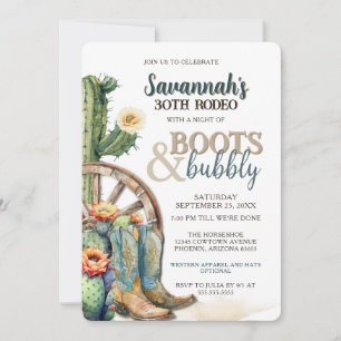 Invitation Boots and Bubbly Country Cowgirl 30e anniversaire