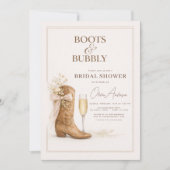 Invitation Boots and Bubbly Floral Bow Bridal Shower (Devant)
