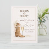 Invitation Boots and Bubbly Floral Bow Bridal Shower (Debout devant)
