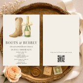 Invitation Boots and Bubbly QR Code Bow Bridal Shower