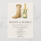 Invitation Boots and Bubbly QR Code Bow Bridal Shower (Devant)
