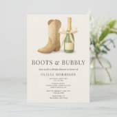 Invitation Boots and Bubbly QR Code Bow Bridal Shower (Debout devant)