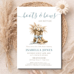 Invitation Boots Arcs & Bouteilles Fille Western Shower Bébé