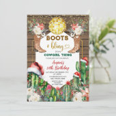Invitation Boots & Bling Cowgirl Wood Noël 30e anniversaire (Debout devant)