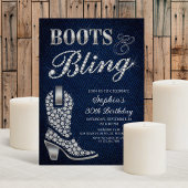 Invitation Boots Bling Denim Western Birthday