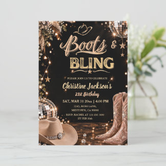 Invitation Boots & Bling Disco Cowgirl 21e Anniversaire