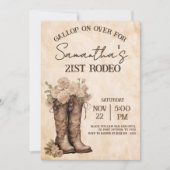 Invitation Boots & Blush Rustic Western Cowgirl 21st Birthday (Devant)