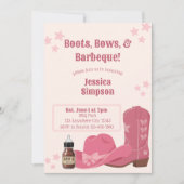 Invitation Boots Bows & BBQ Pink Baby Shower (Devant)
