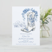 Invitation Boots & Brunch Dusty Blue Floral Fête des mariées (Debout devant)