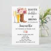 Invitation Boots Bubbles & Brews Pink Flowers Adultes Anniver (Debout devant)