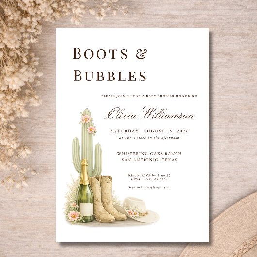 Invitation Boots & Bubbles Western Baby Shower