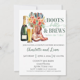 Invitation Boots, Bubbly, and Brews Before the I Do's