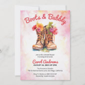 Invitation Boots & Bubbly Aquarelle Fête des mariées florale (Devant)