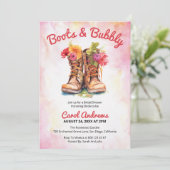 Invitation Boots & Bubbly Aquarelle Fête des mariées florale (Debout devant)