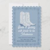 Invitation Boots & Bubbly Blue Cowboy Fête des mariées (Devant)