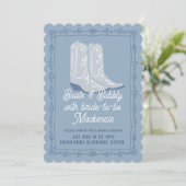 Invitation Boots & Bubbly Blue Cowboy Fête des mariées (Debout devant)