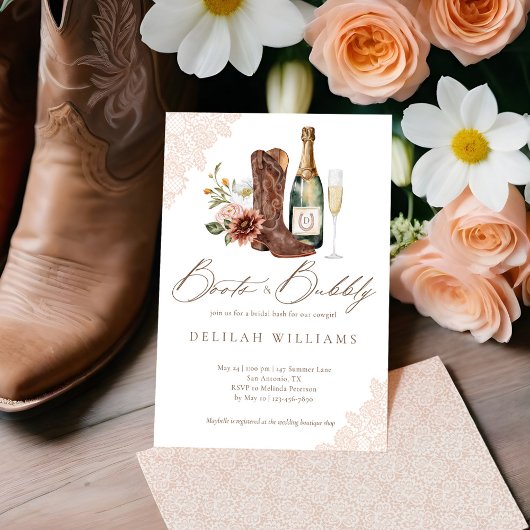 Invitation Boots & Bubbly Chic Cowgirl Fête des mariées occid