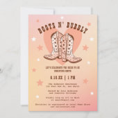 Invitation Boots & Bubbly Cowgirl Western Peach Fête des mari (Devant)