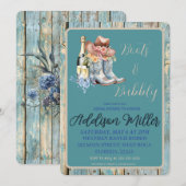 Invitation Boots & Bubbly Fête des mariées d'aquarelle (Devant / Derrière)