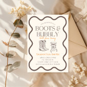 Invitation Boots & Bubbly Fête des mariées main illustrée