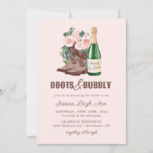 Invitation Boots & Bubbly Floral Champagne Fête des mariées (Devant)
