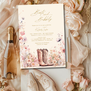 Invitation Boots & Bubbly Floral Cowgirl Fête des mariées