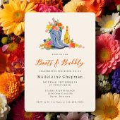 Invitation Boots & Bubbly Modern Cute Floral Bridal Shower