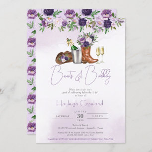Invitation Boots Bubbly Rustic Country Fête des mariées occid