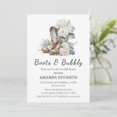 Invitation Boots & Bubbly Rustic Floral Fête des mariées (Debout devant)