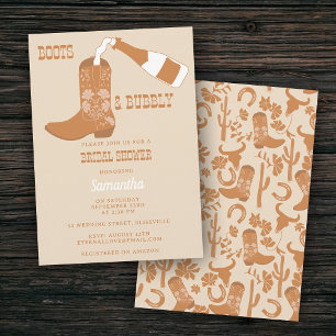 Invitation Boots Bubbly Rustic Western Country Fête des marié