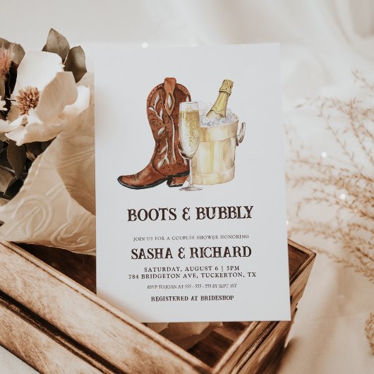Invitation Boots & Bubbly Rustic Western Couples Douche