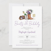 Invitation Boots & Bubbly Rustic Western Fête des mariées (Devant)