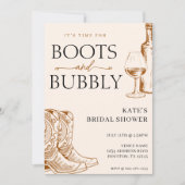 Invitation Boots & Bubbly Tan Fête des mariées Brown (Devant)