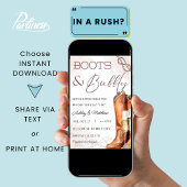 Invitation Boots & Bubbly Western Couple Coed Fête des mariée