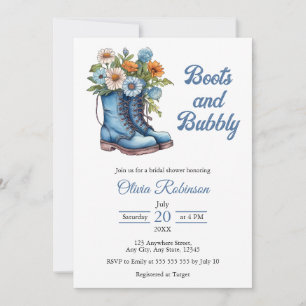 Invitation Boots & Bubbly Western Cowgirl Fête des mariées bl