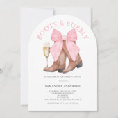 Invitation Boots Bubbly Western Watercolor Fête des mariées (Devant)